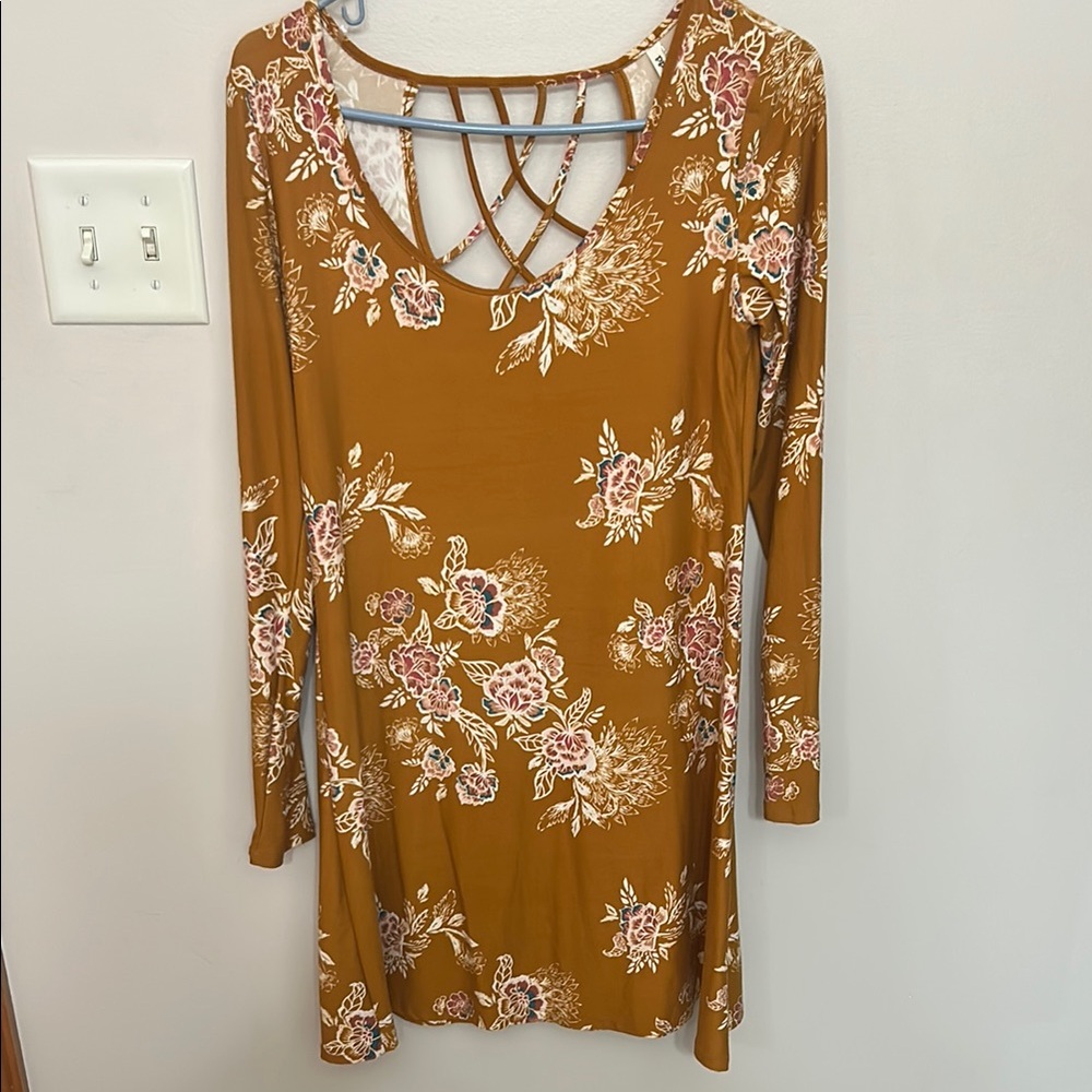 Mudd Floral Long Sleeve Dress - Brown and Pink